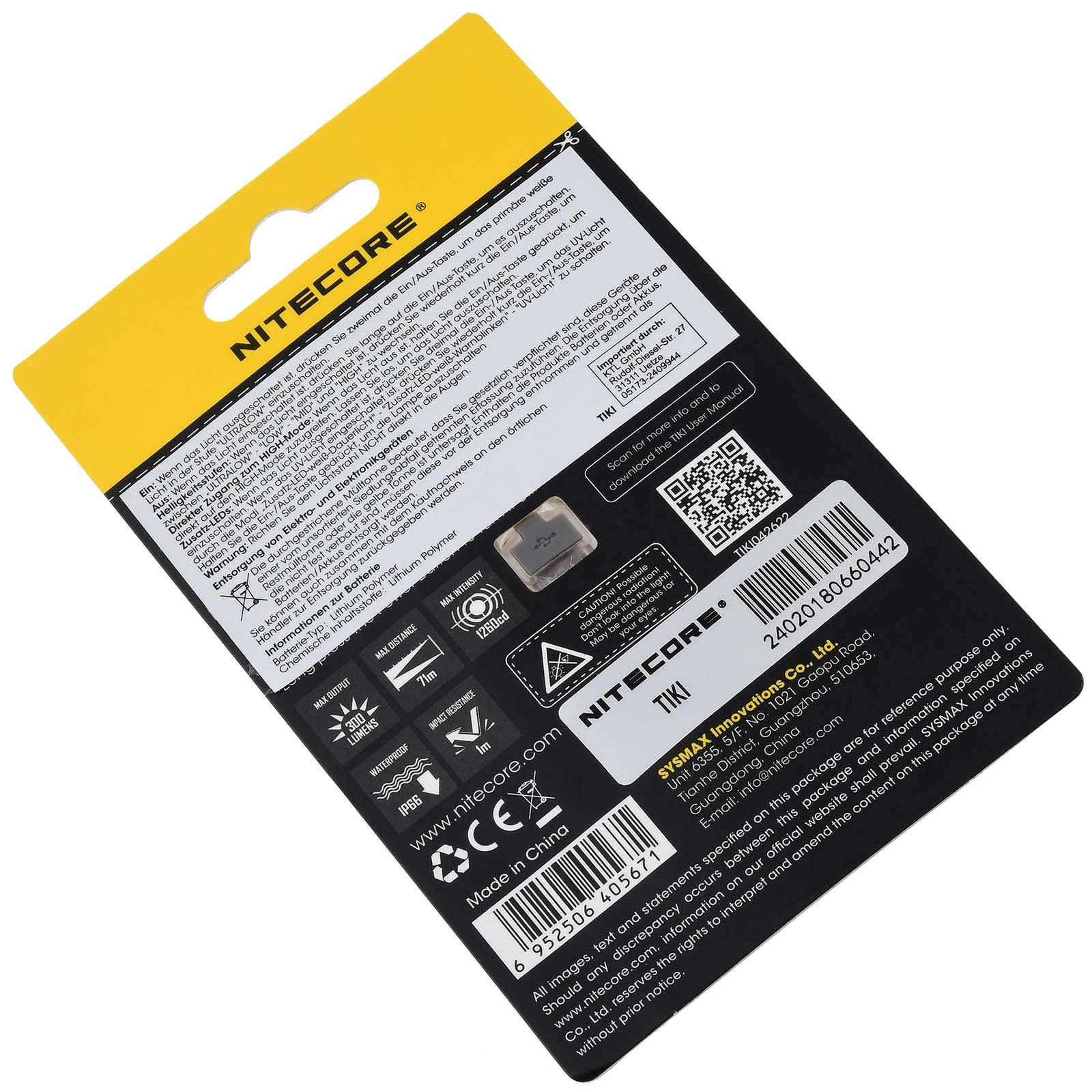 Schlüsselanhänger-Taschenlampe Nitecore TIKI - 300 Lumen mit USB-C, Li-Ion
