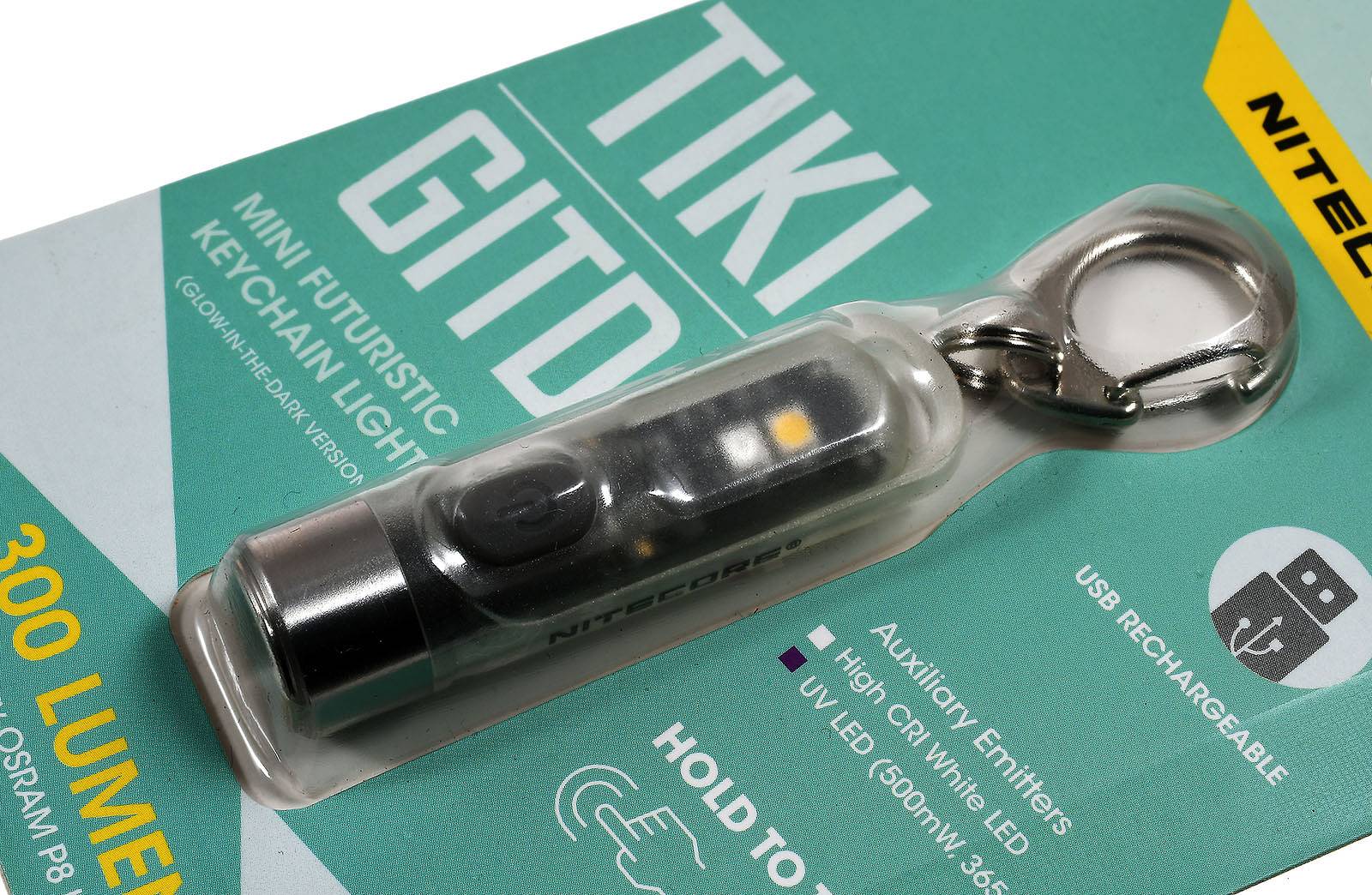 Schlüsselanhänger-Taschenlampe Nitecore TIKI GITD - Glow in the Dark, mit Micro-USB, Li-Ion