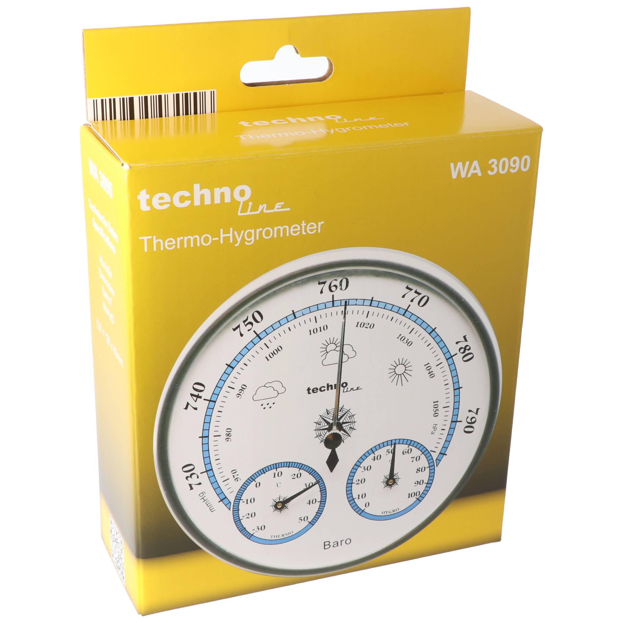 Technoline WA 3090 rundes BaroMeter mit Thermo-HygroMeter im Vintage-Design