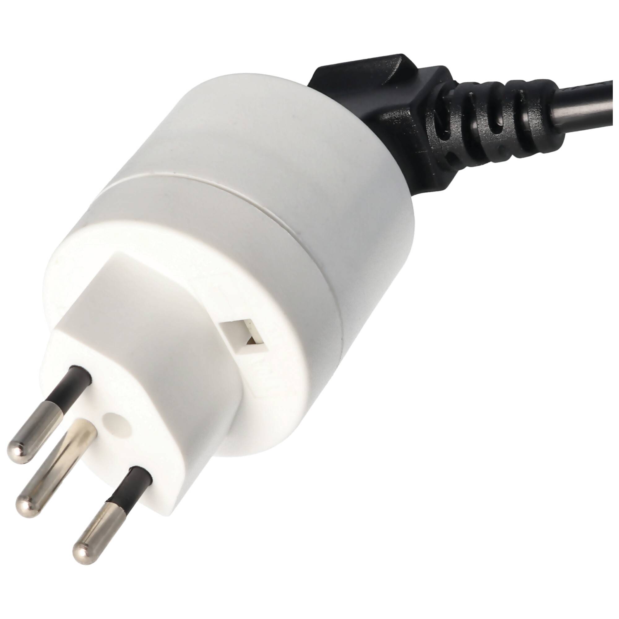 Schweiz-Adapter weiss von Schukokupplung auf schweizer Stecker 230 Volt mit Erdleiter und 10A