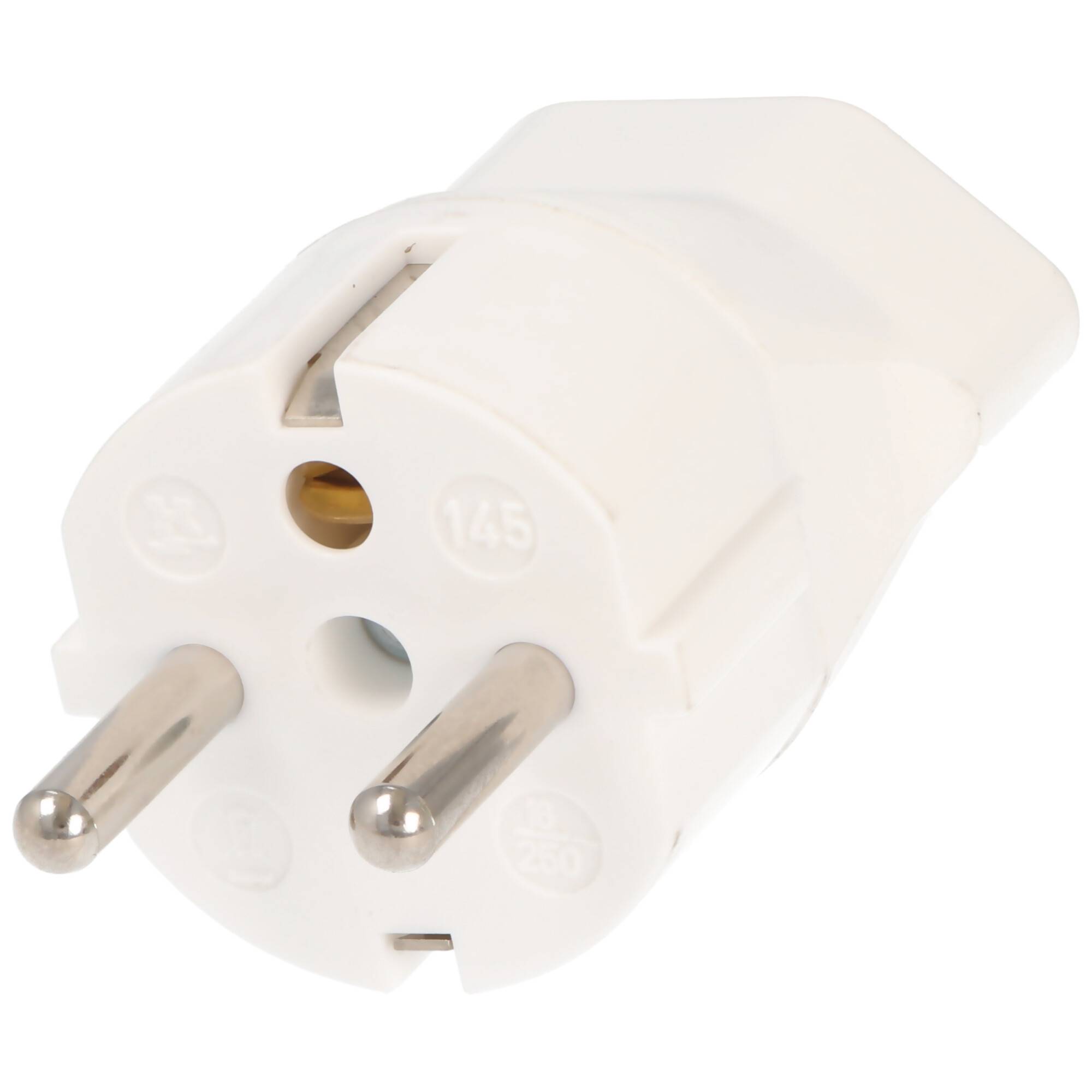 Schweiz-Adapter weiss vom schweizer Stecker 3pin auf Schukokupplung 2pin mit Erdleiter und 10A
