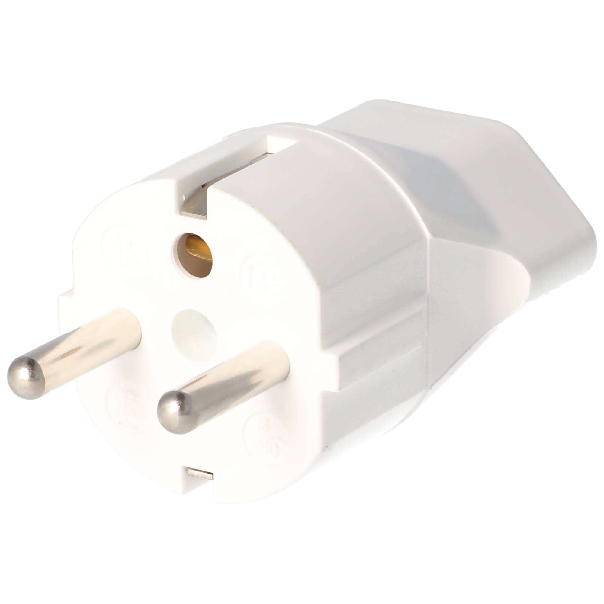 Schweiz-Adapter weiss von schweizer Stecker auf Schukokupplung 23 Volt mit Erdleiter und 10A