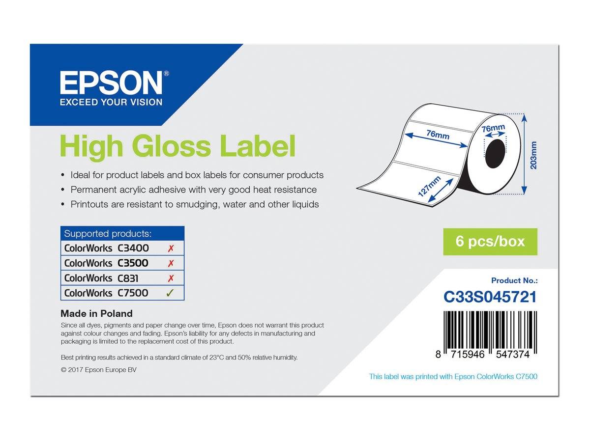 Epson - Hochglänzend - permanenter Acrylklebstoff - 76 x 127 mm 960 Etikett(en) (1 Rolle(n)