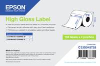 Epson Hochglanz-Etiketten-Verpackung mit einer Rolle weißer glänzender Etiketten, Produktmerkmale, 194 Etiketten x 4 Packungen und einem Strichcode