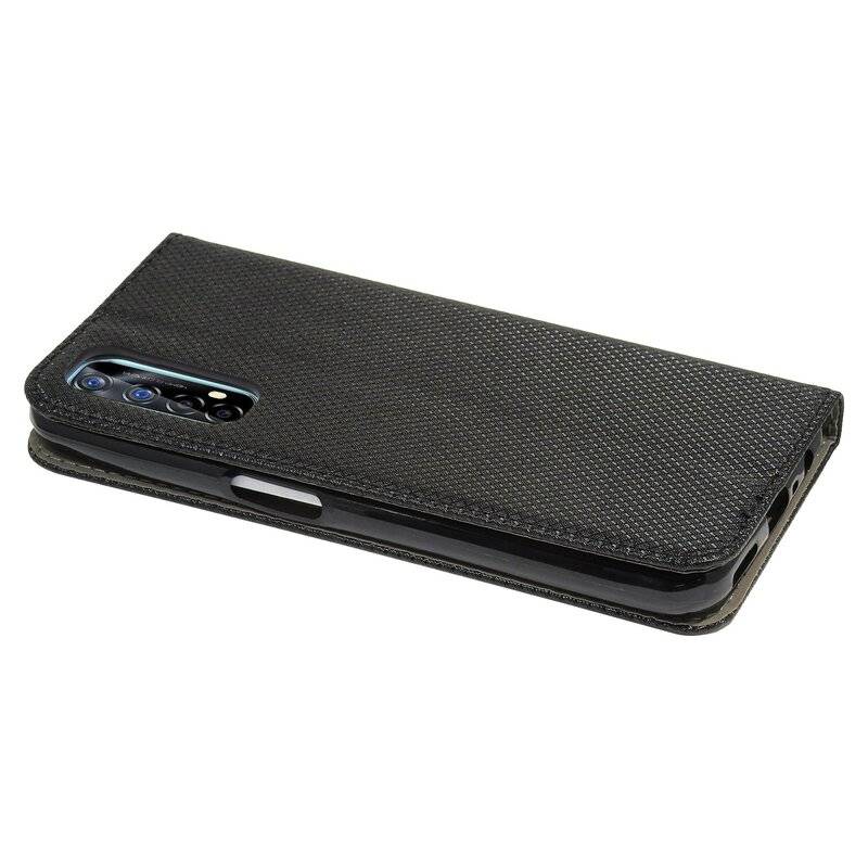 Buch Tasche "Smart" für REALME 7 Handy Hülle Etui Brieftasche Schutzhülle mit Standfunktion, Kartenfach Schwarz