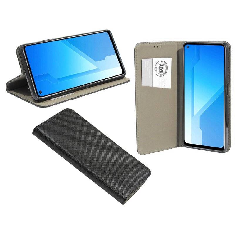 Buch Tasche "Smart" für HONOR PLAY 4 5G Handy Hülle Etui Brieftasche Schutzhülle mit Standfunktion, Kartenfach Schwarz