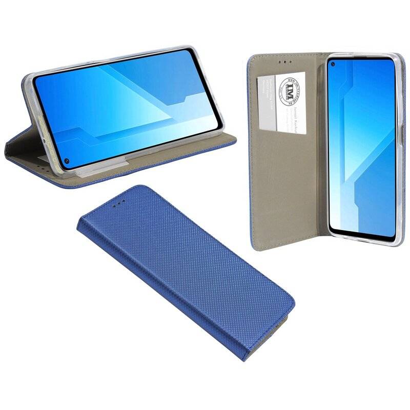 Buch Tasche "Smart" für HONOR PLAY 4 5G Handy Hülle Etui Brieftasche Schutzhülle mit Standfunktion, Kartenfach Blau