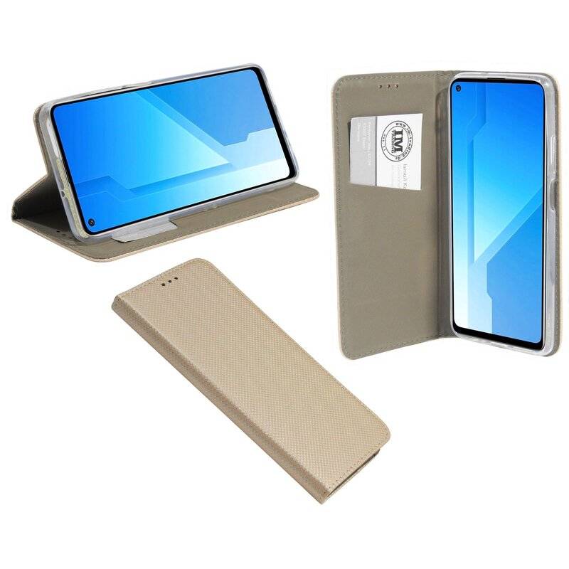 Buch Tasche "Smart" für HONOR PLAY 4 5G Handy Hülle Etui Brieftasche Schutzhülle mit Standfunktion, Kartenfach Gold