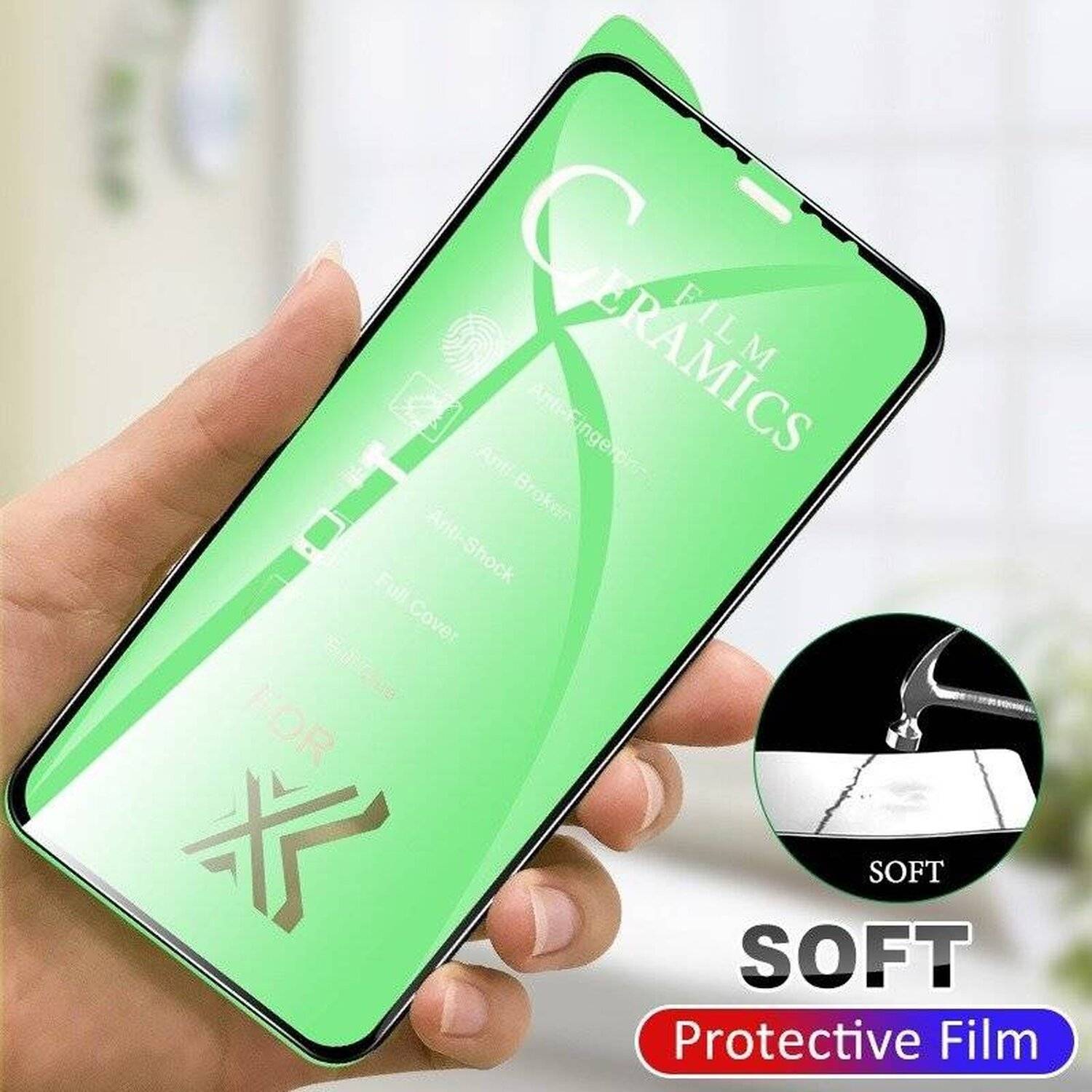 Schutzglas 9D Full Covered Keramik für iPhone X Premium Tempered Glas Displayglas Schutz Folie Schutzfolie Anti-Finger