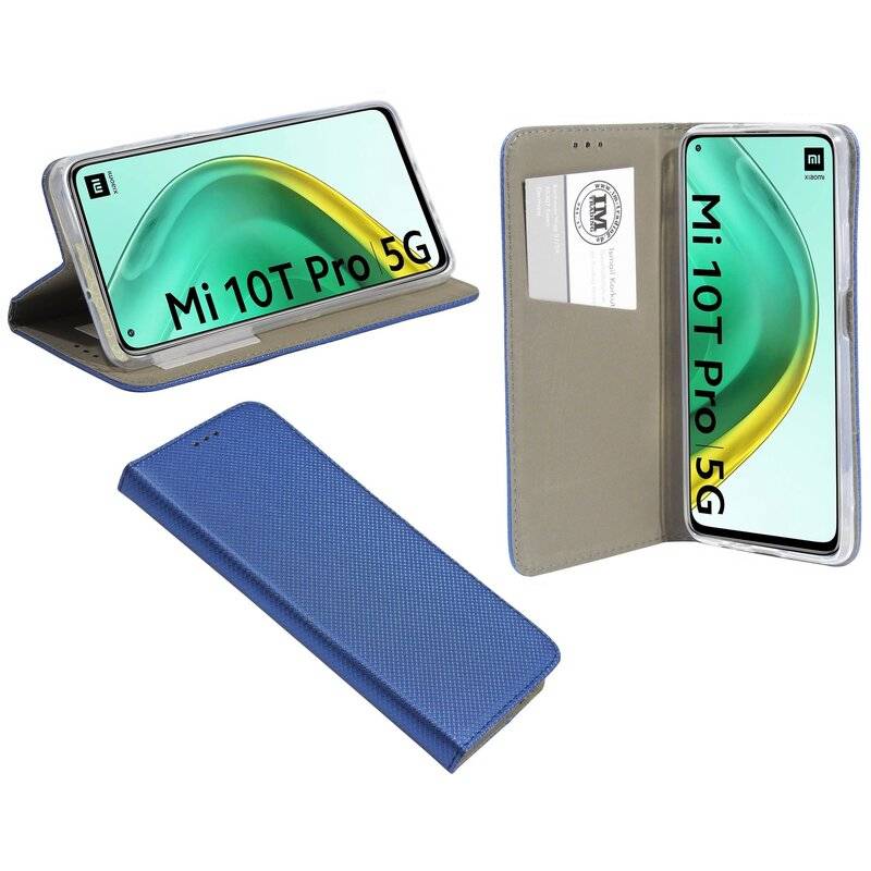Buch Tasche "Smart" für XIAOMI Mi 10T Handy Hülle Etui Brieftasche Schutzhülle mit Standfunktion, Kartenfach Blau