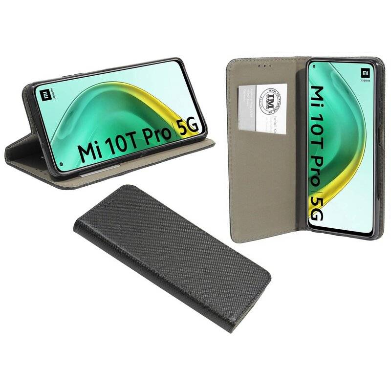 Buch Tasche "Smart" für XIAOMI Mi 10T PRO Handy Hülle Etui Brieftasche Schutzhülle mit Standfunktion, Kartenfach Schwarz