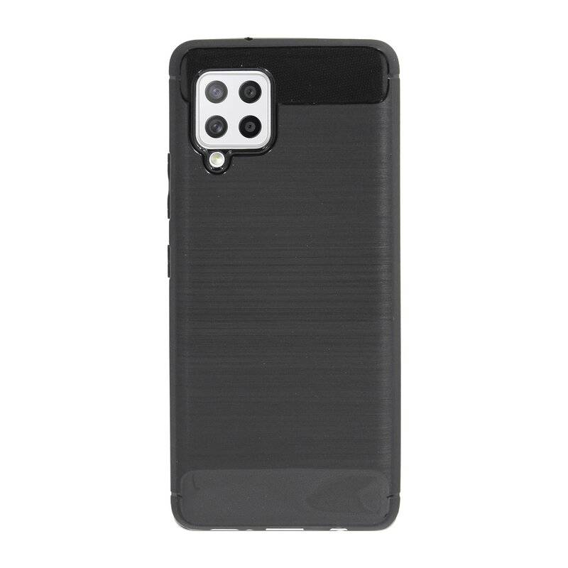 Silikon Hülle Bumper Carbon für SAMSUNG GALAXY A42 5G Case TPU Soft Handyhülle Cover Schutzhülle Schwarz