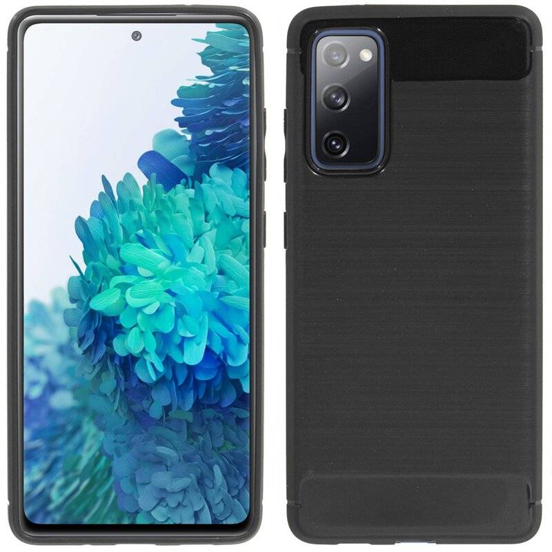 Silikon Hülle Bumper Carbon für SAMSUNG GALAXY S20 FE (G780F) Case TPU Soft Handyhülle Cover Schutzhülle Schwarz