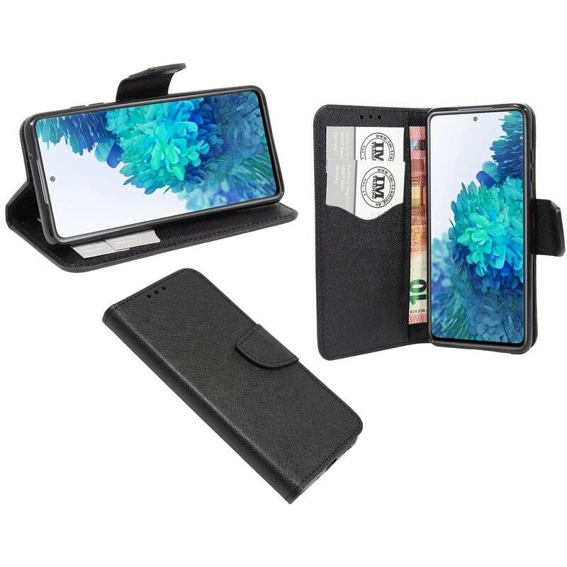 Buch Tasche "Fancy" für SAMSUNG GALAXY S20 FE (G780F) Handy Hülle Schutzhülle mit Standfunktion, Kartenfach Schwarz
