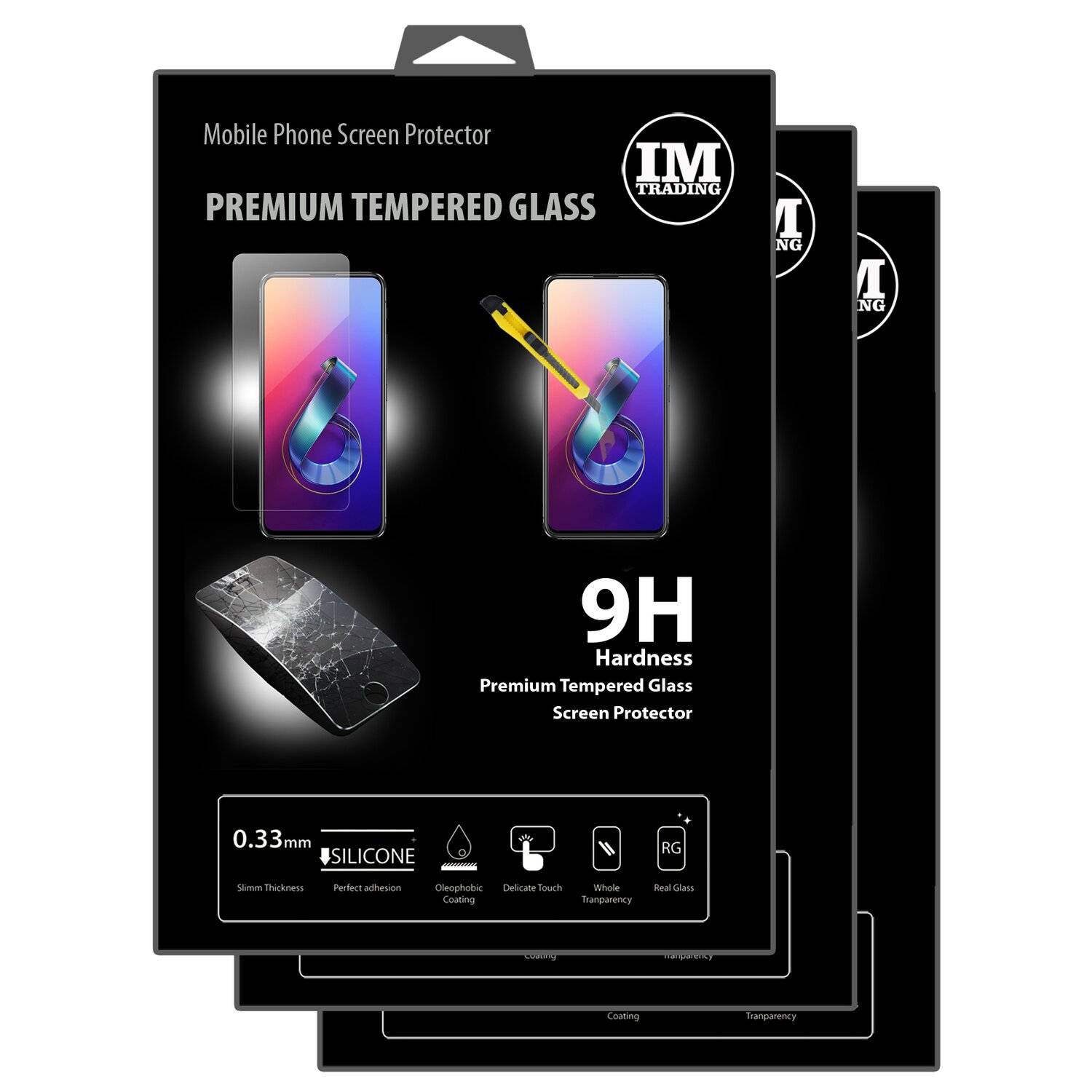 3X Schutz Schutz Glas 9H Tempered Glass Display Schutz Folie Display Glas Screen Protector ASUS ZENFONE 6 ( ZS630KL )