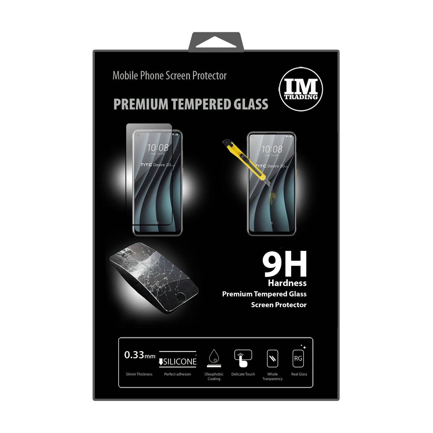 cofi1453® 5D Schutz Glas kompatibel mit HTC DESIRE 20 PRO Curved Schutz Folie Vollständig Klebend und Abdeckung