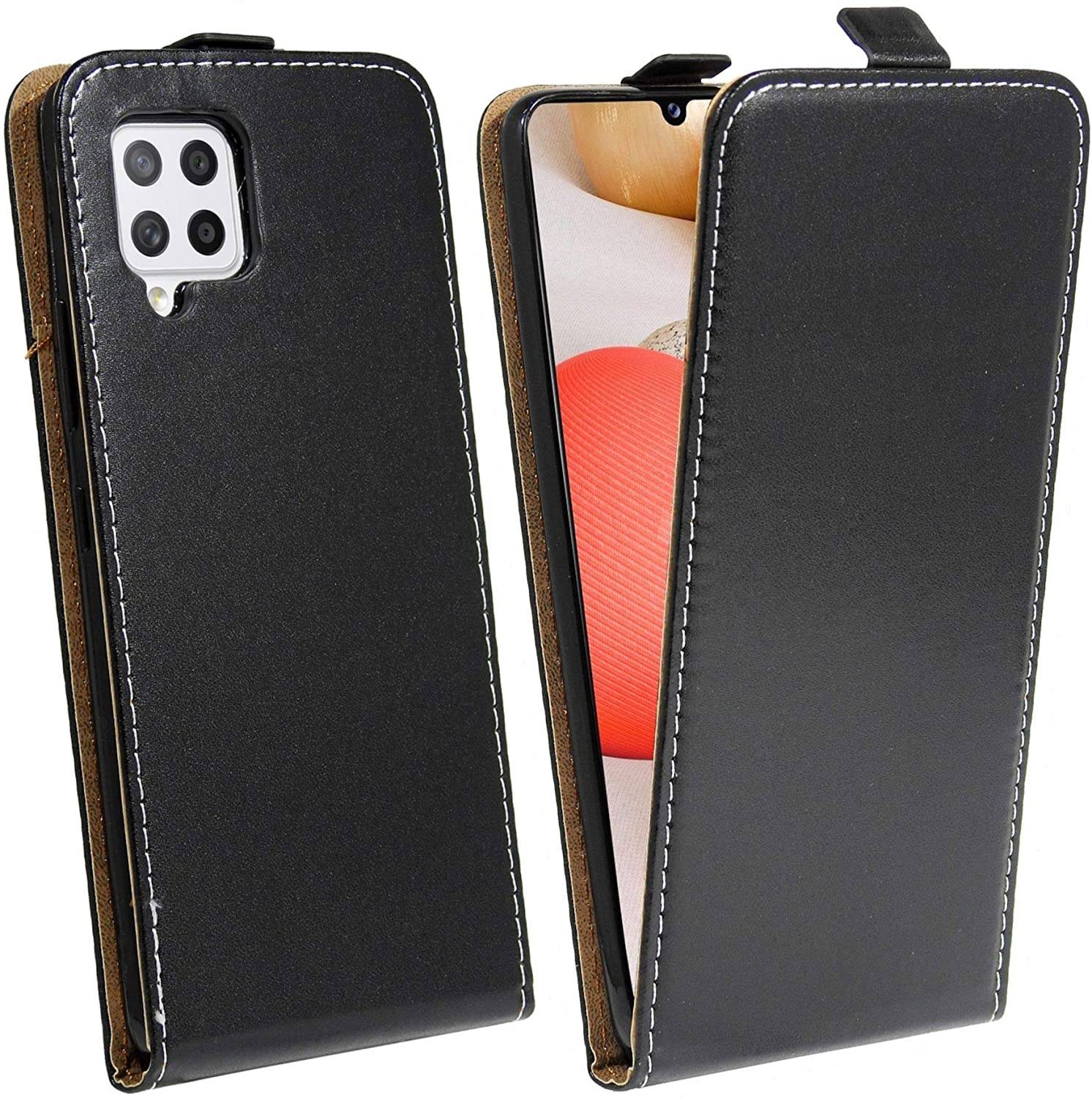 Flip Case für Samsung Galaxy A42 5G Handy Tasche vertikal aufklappbar Schutzhülle Klapp Hülle Schwarz