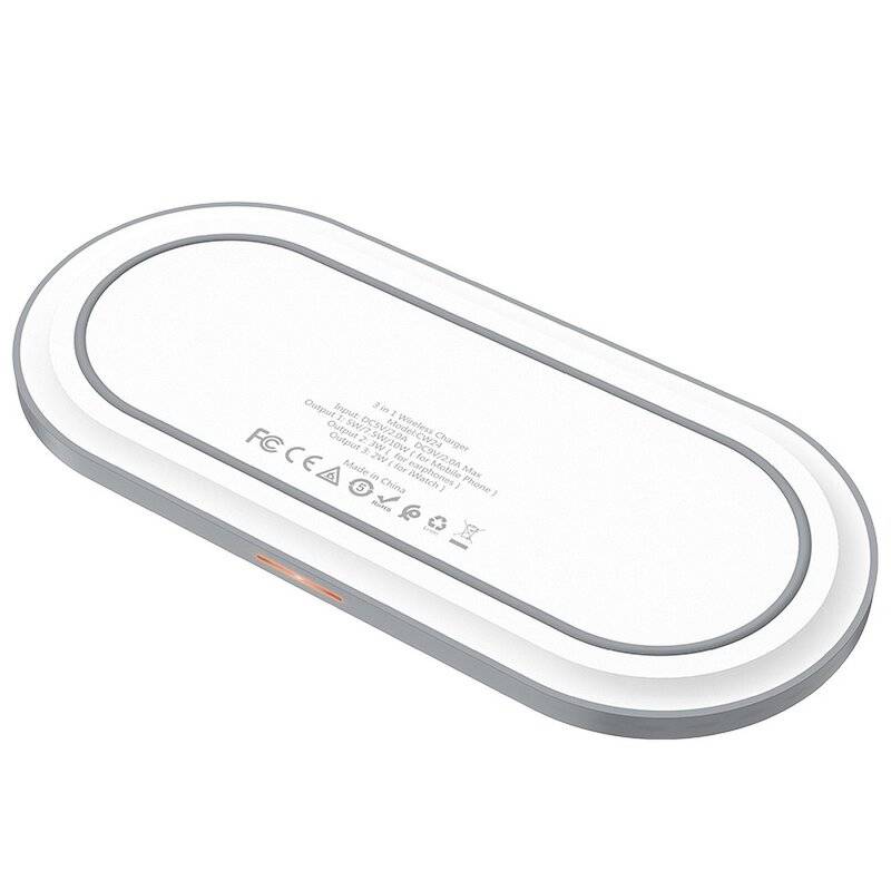 Hoco 3in1 10W 2A Wireless Charger Flach kompatibel mit Airpods + Apple Watch + Smartphone Drahtloses Ladegerät weiß