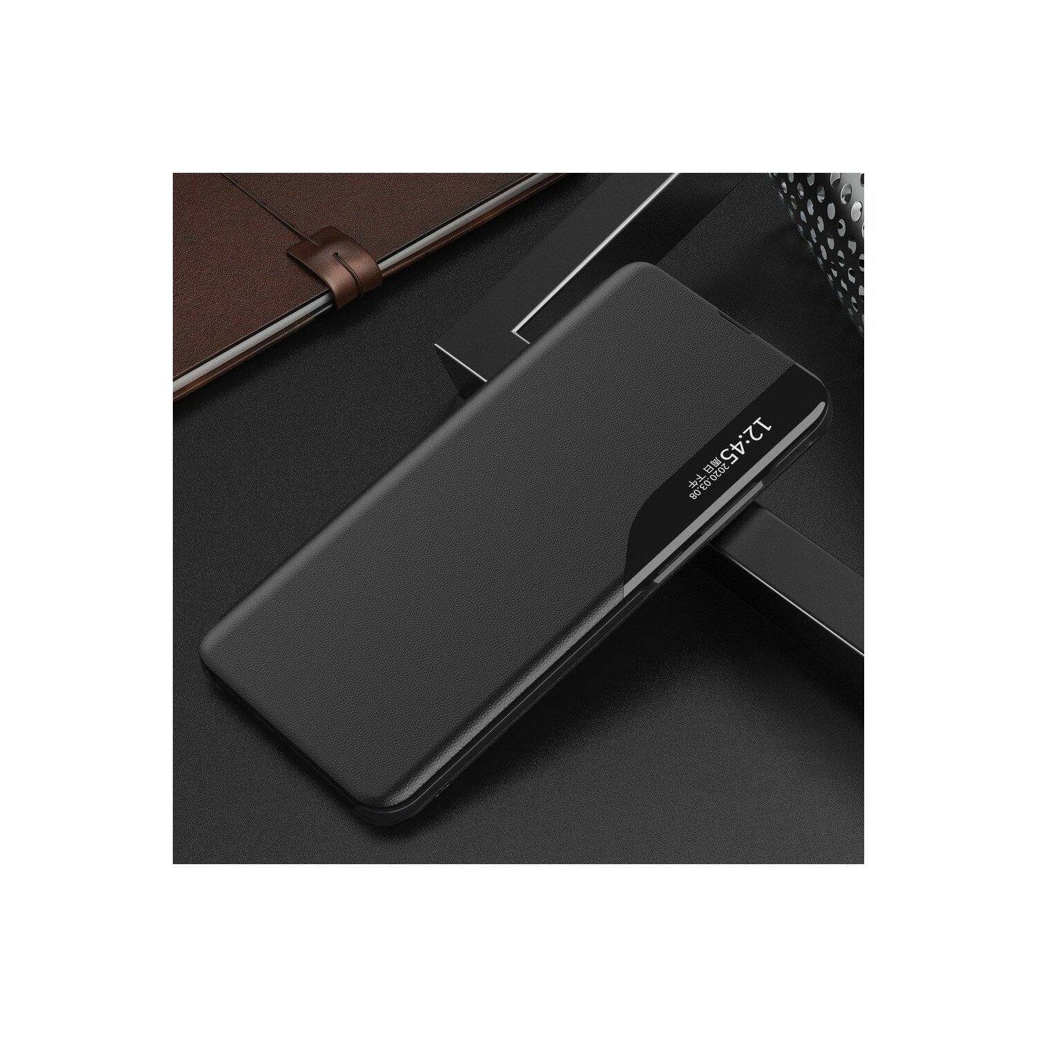 Eco Leather View Case Buch Tasche Leder Handyhülle aufklappbare Hülle Standfunktion für Huawei P40 Pro Grün