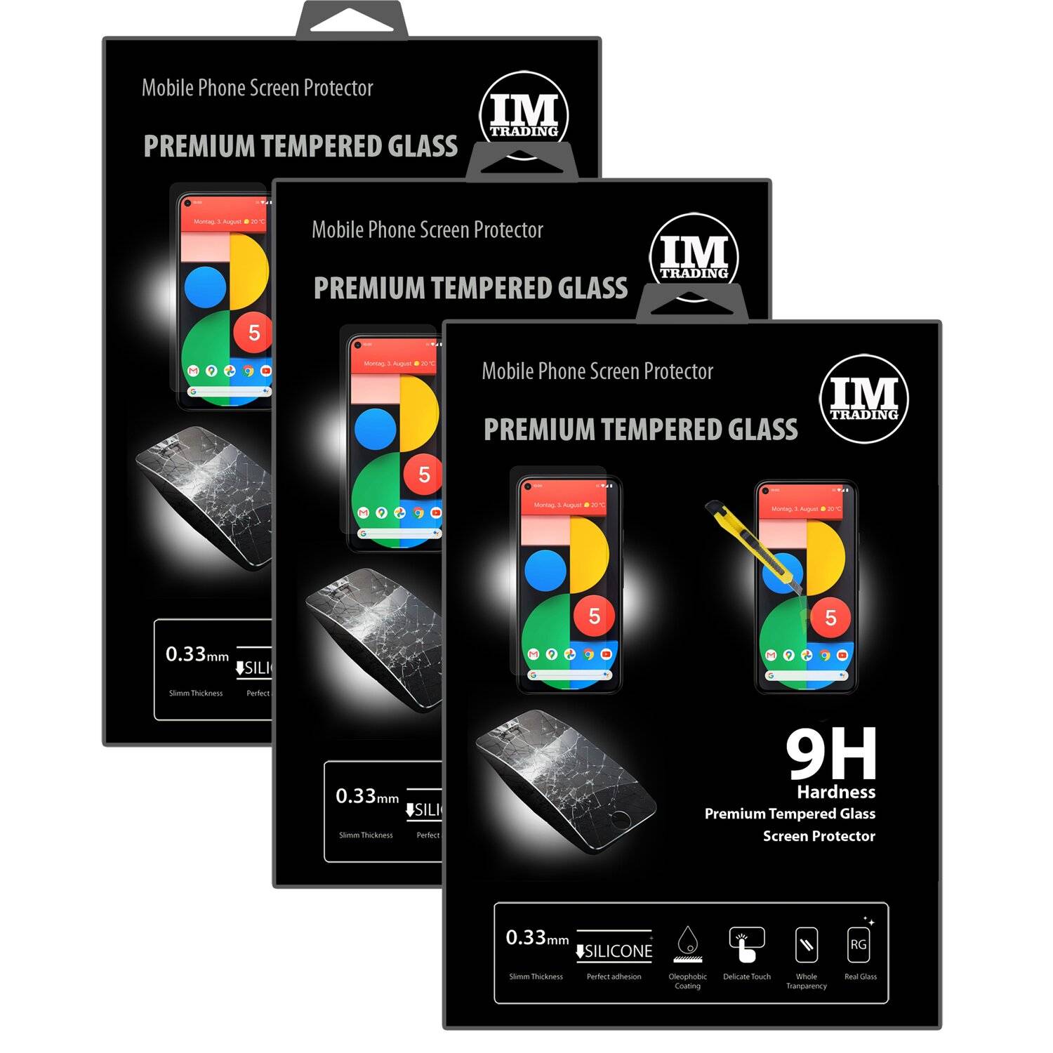 3X Schutz Schutz Glas 9H Tempered Glass Display Schutz Folie Display Glas Screen Protector für Google Pixel 5 XL
