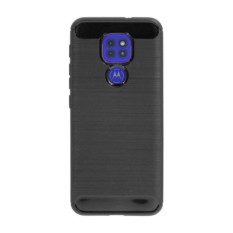 cofi1453 Silikon Hülle Carbon kompatibel mit MOTOROLA MOTO G9 PLAY TPU Case Soft Handyhülle Cover Schutzhülle Schwarz