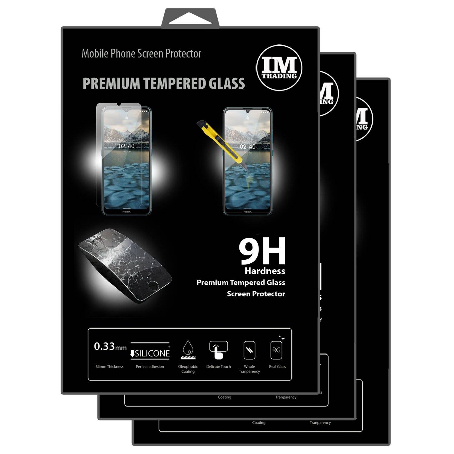 3X Schutz Schutz Glas 9H Tempered Glass Display Schutz Folie Display Glas Screen Protector für Nokia 2.4
