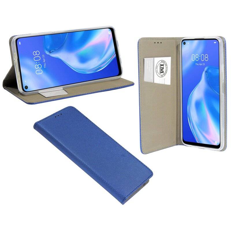 Buch Tasche "Smart" für HUAWEI P40 LITE 5G Handy Hülle Etui Brieftasche Schutzhülle mit Standfunktion, Kartenfach Blau