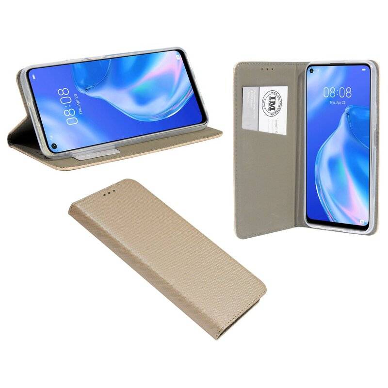 Buch Tasche "Smart" für HUAWEI P40 LITE 5G Handy Hülle Etui Brieftasche Schutzhülle mit Standfunktion, Kartenfach Gold