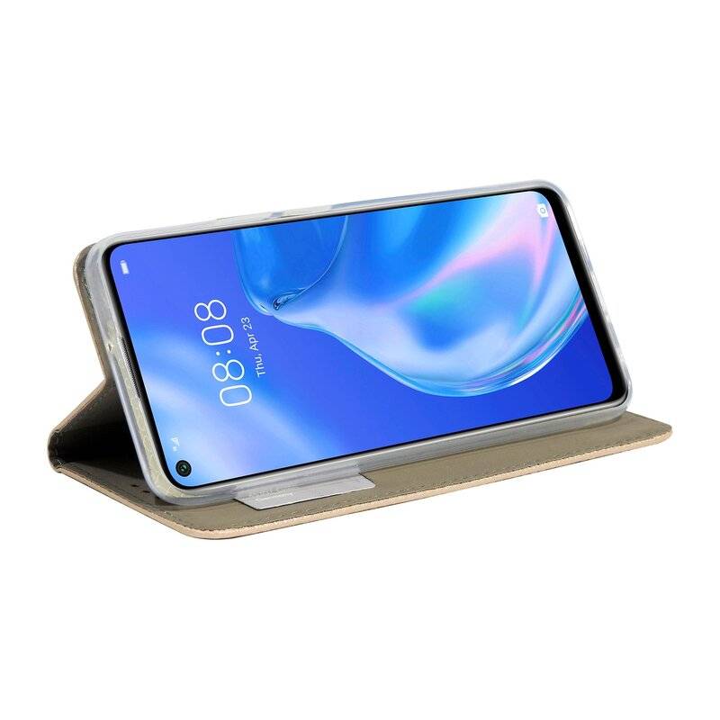 Buch Tasche "Smart" für HUAWEI P40 LITE 5G Handy Hülle Etui Brieftasche Schutzhülle mit Standfunktion, Kartenfach Gold