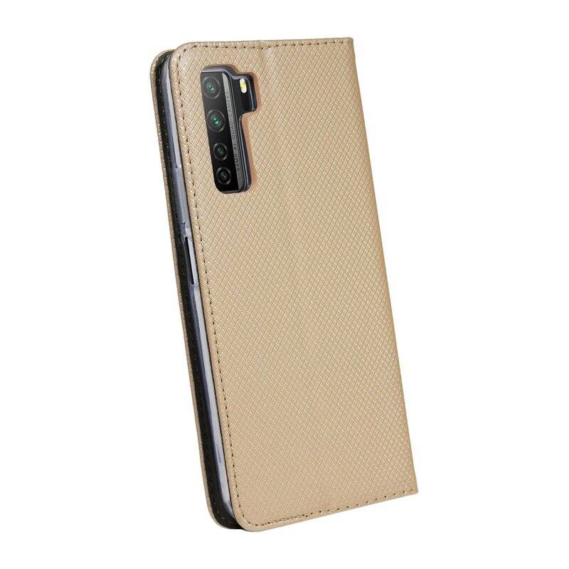 Buch Tasche "Smart" für HUAWEI P40 LITE 5G Handy Hülle Etui Brieftasche Schutzhülle mit Standfunktion, Kartenfach Gold