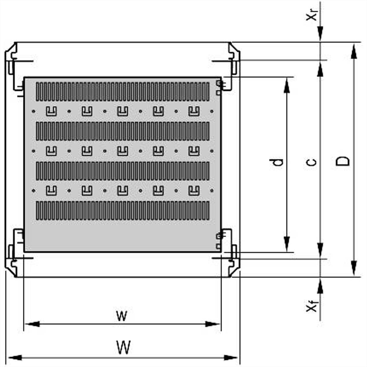 SCHROFF 19''-Fachboden stationär - 19"FACHB.STAT. 500T RAL7021