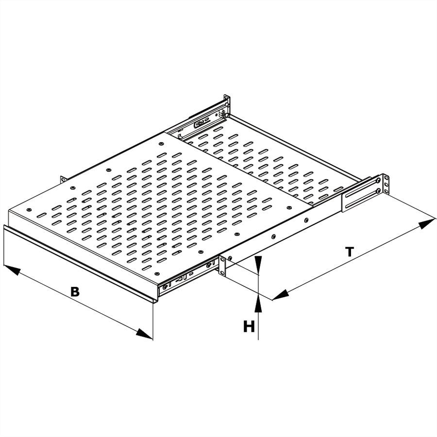 CONTEG 19"-Fachboden ausziehbar, 435 x 250 mm, 25kg