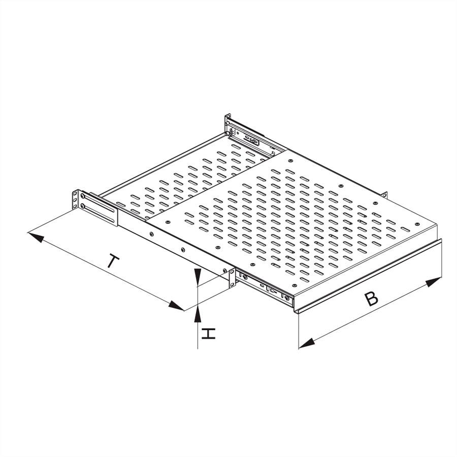 CONTEG 19"-Fachboden ausziehbar, 435 x 450 mm, 25kg