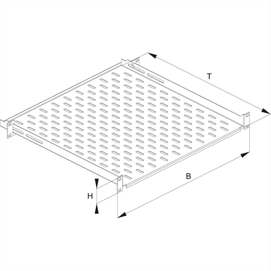 CONTEG 19"-Geräteträger schwarz 1 HE, 435 x 550 mm, max. 15kg