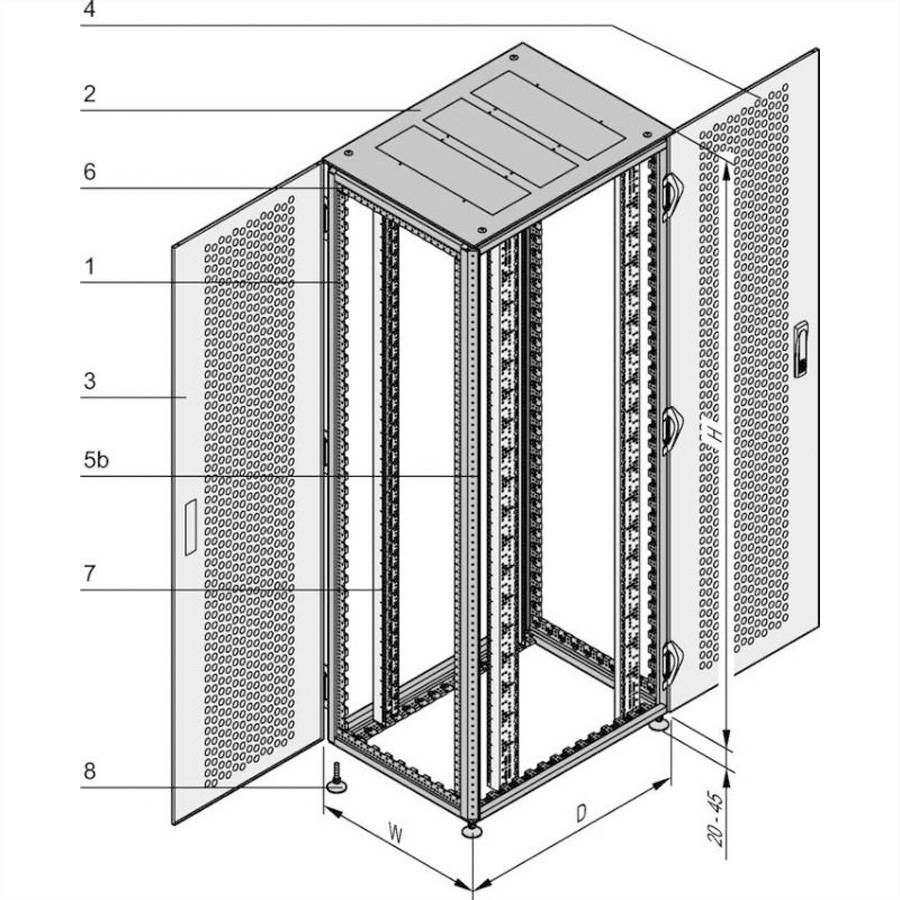 SCHROFF VARISTAR Serverschrank 42 HE, 2000x800x1000mm, o.Sockel, RAL7035