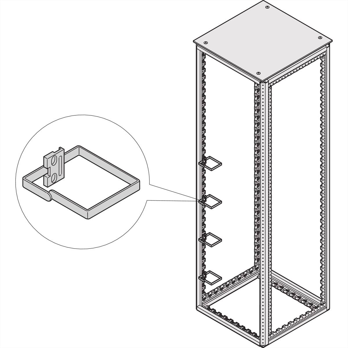 SCHROFF VARISTAR Kabelöse Stahl, 100x100, 4x, an Holm (Schrankbr. 800 mm) o. 19"-Profil