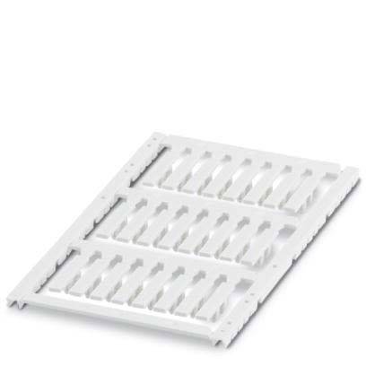 Ein weißes Plastikbauteil mit zwei Reihen gleichmäßig angeordneter Schlitze, höchstwahrscheinlich eine Komponente zur Kabelorganisation oder zur Erstellung strukturierter Einhausungen.