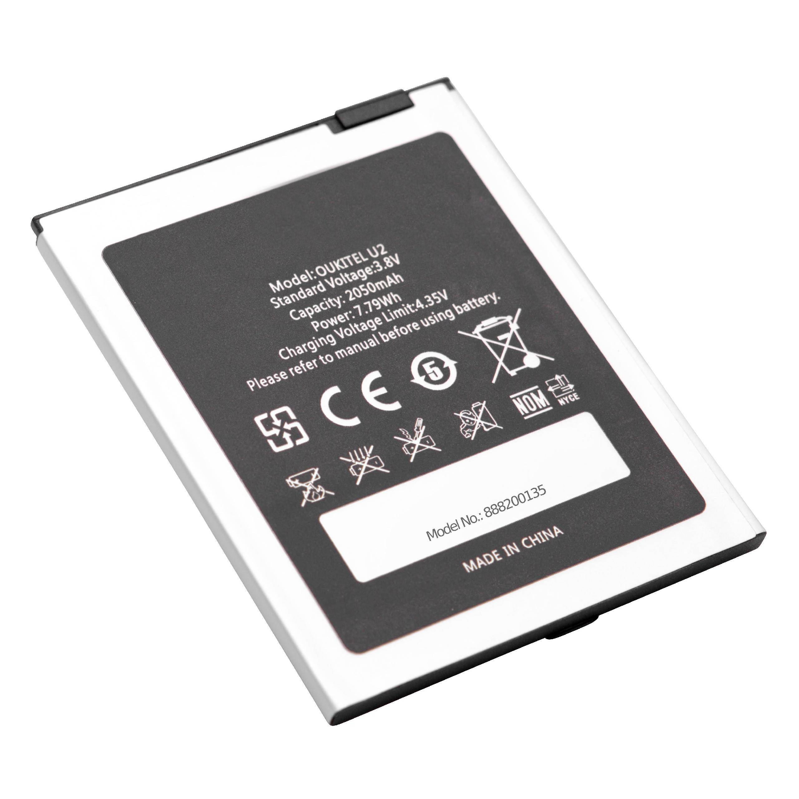 Li-Ion-Akku passend für Oukitel U2 - 2050mAh (3.8V) für Handy, Smartphone, Telefon