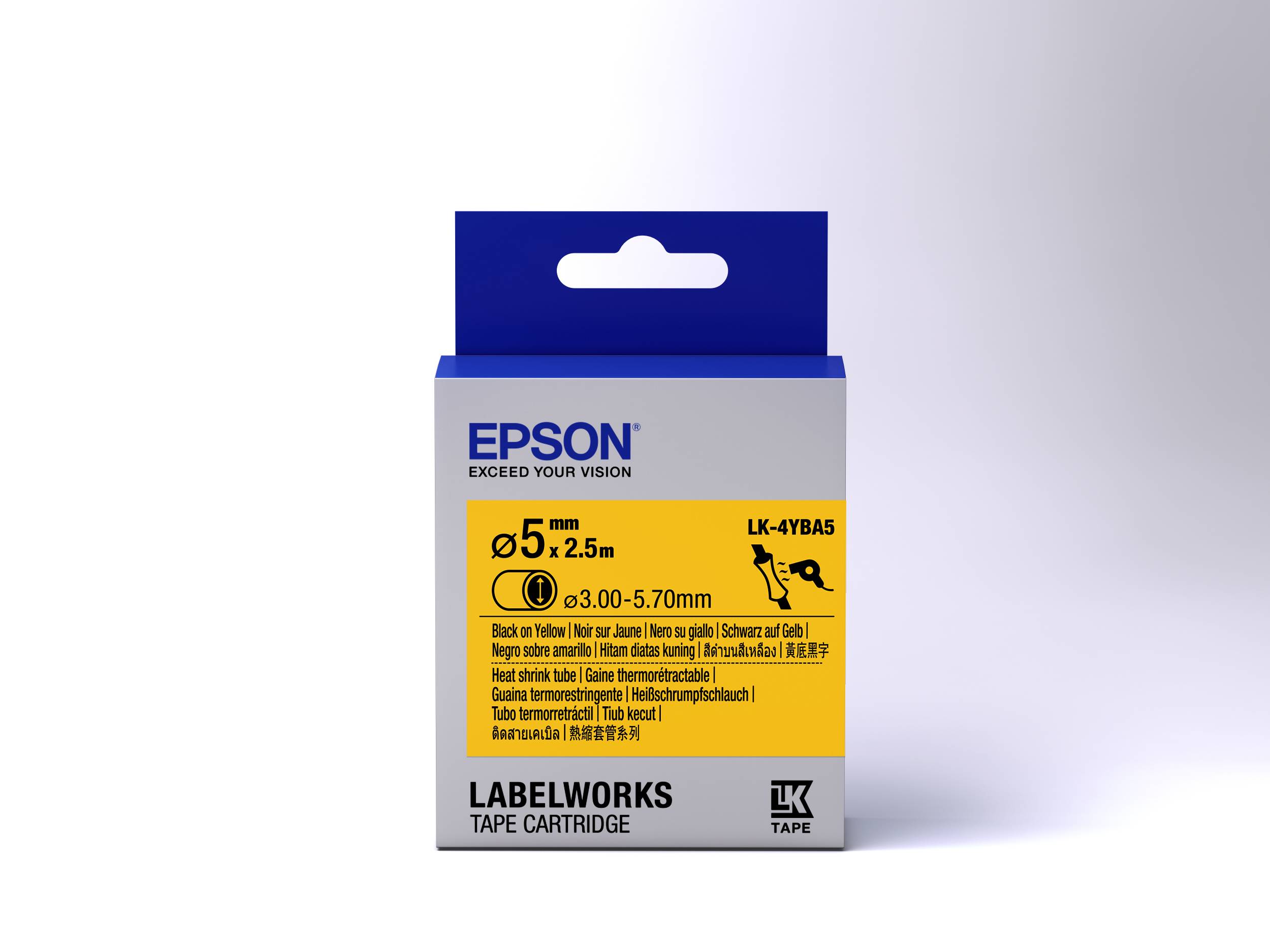 Epson LabelWorks LK-4YBA5 - Schwarz auf Gelb - Rolle (0,3 cm x 2,5 m)