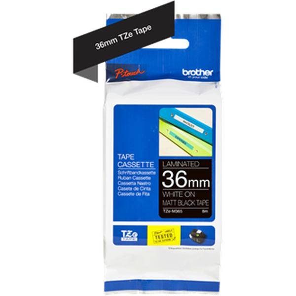 Brother TZe-M365 Schriftband, weiß auf schwarz matt, 36 mm x 8m
