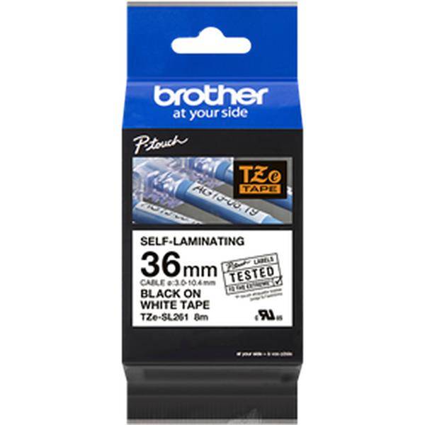 Brother TZe-SL261 selbstlaminierendes Schriftband, schwarz auf weiß, 36 mm x 8m