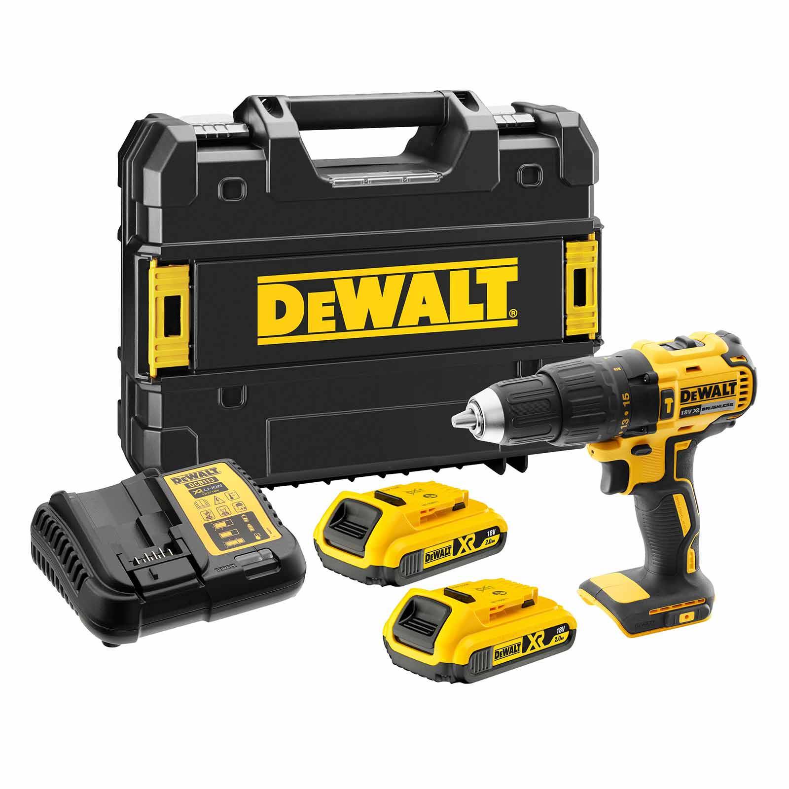 DeWALT Akku-Bohrschrauber DCD778D2T-QW 18V inkl. 2 Ah Akkus, Ladegerät, Koffer