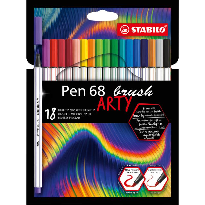 STABILO Pinselstift Pen 68 brush ARTY, 18er Kartonetui