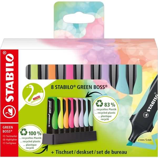 STABILO GREEN BOSS, 8 Stück(e), Mehrfarbig, Konische Spitze, Mehrfarbig, Kunststoff, 2 mm