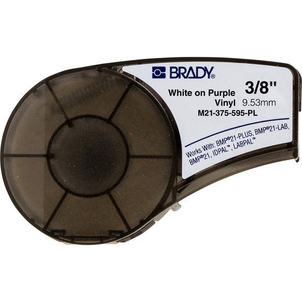Brady, M21-375-595-PL-WT, Vinyl, Weiß auf Lila, 9,53mm x 6,4m, permanent, endlos