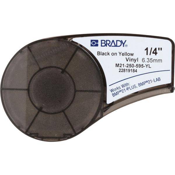 Brady, M21-250-595-YL-BK, Vinyl, Schwarz auf Gelb, 6mm x 6,4m, permanent, endlos, f. BMP21 PLUS