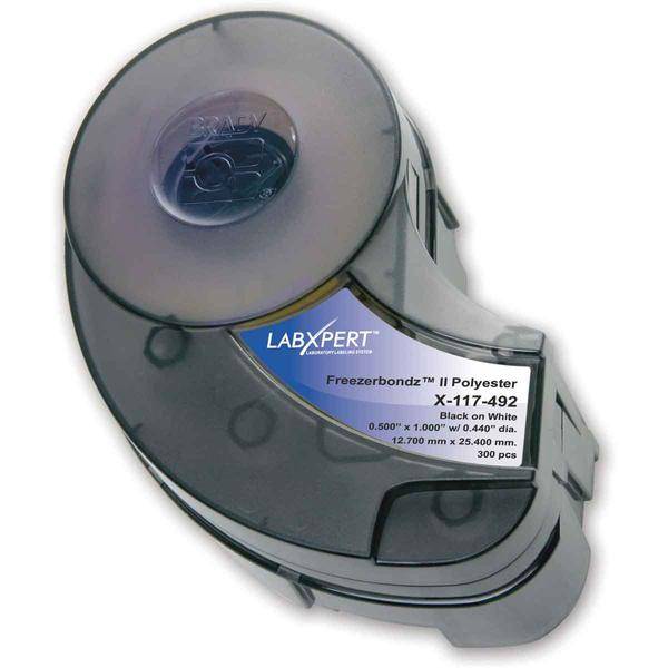 Brady, X-117-492, FreezerBondz II(TM), 12,7 x 25,4mm, schwarz auf weiß, mit Deckeletikett 11,18mm, permanent (300 E.)