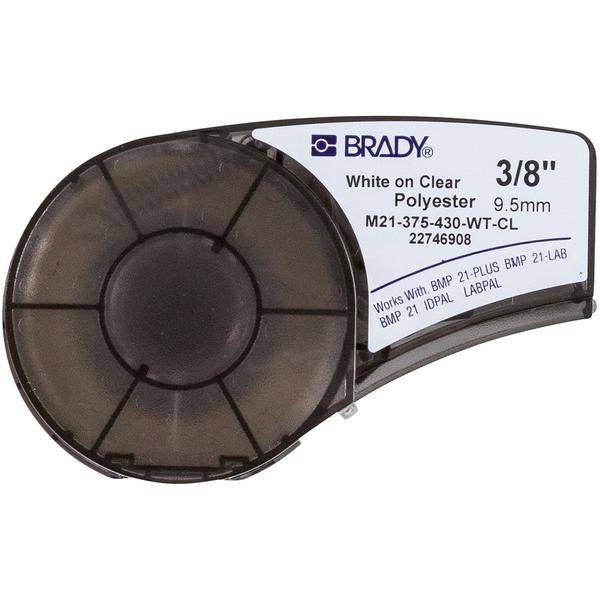 Brady, M21-375-430-WT-CL, Polyester, 9,5mm x 6,4m, Weiß auf Transparent, permanent, endlos
