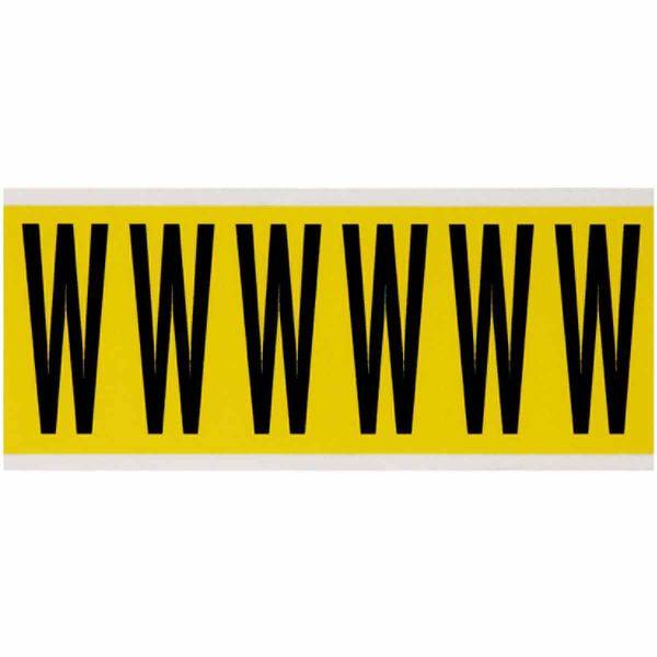 Brady, 3450-W, B-499, Nylongewebe, Buchstabe W, Schwarz auf Gelb, 38 x 89mm, Schrifth. 75mm(25 K. á 6)