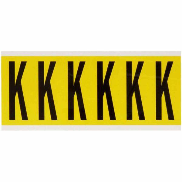 Brady, 3450-K, B-499, Nylongewebe, Buchstabe K, Schwarz auf Gelb, 38 x 89mm, Schrifth. 75mm(25 K. á 6)